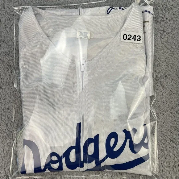 Brooklyn Dodgers Jersey Mens XL MLB‎ Baseball Jackie Robinson 42 Full Zip White - Picture 9 of 9